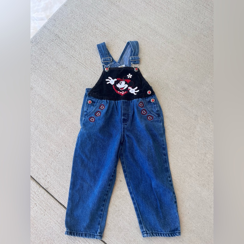 90s Mickey & Co. Minnie Mouse Hearts Overalls